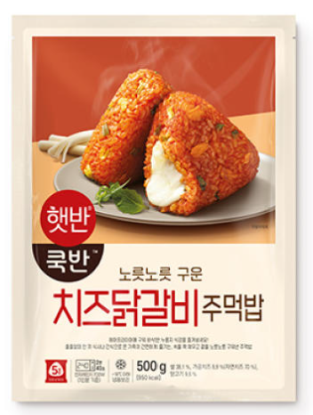 D-CHEESE CHICKEN GALBI RICE BALL 500G(햇반쿡반구운주먹밥 치즈닭갈비 500G/냉동)