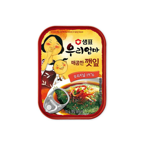 D-CANNED PERILLA LEAVES HOT AND SPICY 70G (델리 전용 - 샘표 우리엄마 매콤한 깻잎 70G)